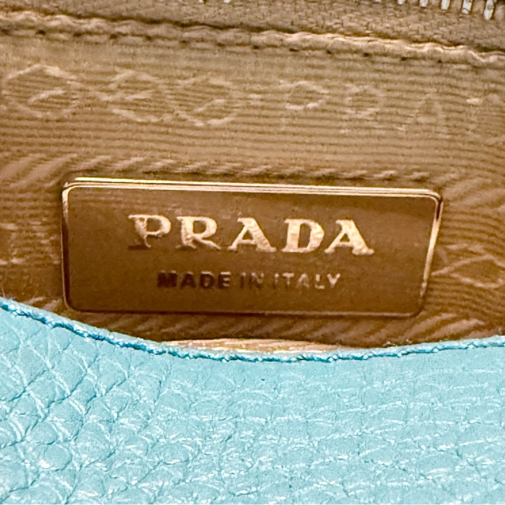 Prada Vitello Daino Triple Pocket Shopper Tote -  
Cosmic blue pebbled leather - Picture 12 of 16